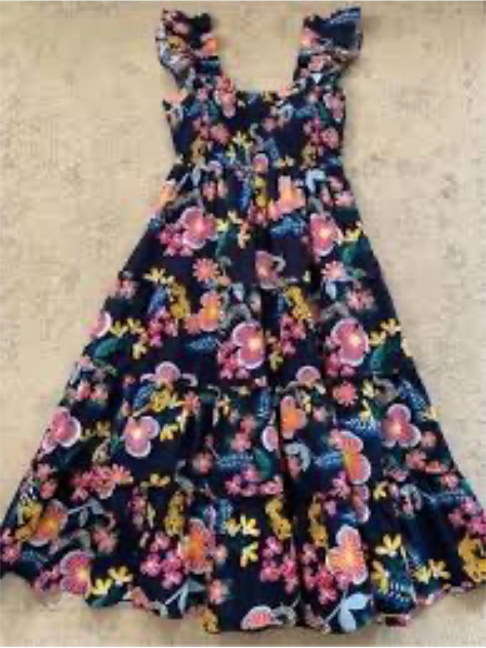 crown & ivy Navy Floral Tiered Midi Dress